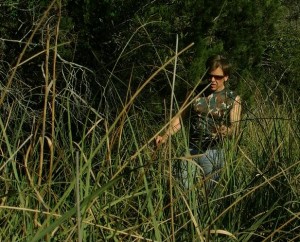 Walking through swamp grass